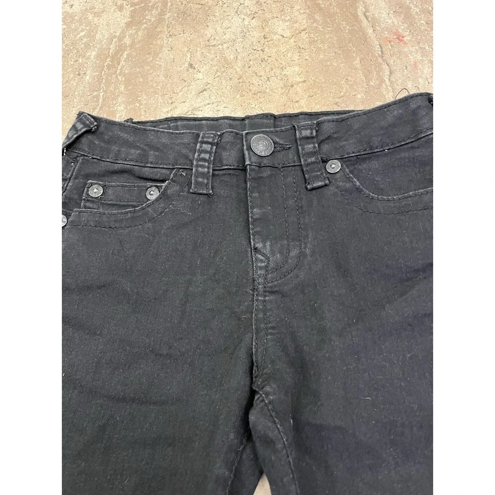 TRUE RELIGION Youth Jeans Black Gene Relaxed Slim Adjustable Waist Sz 10